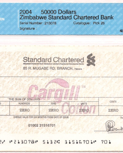 2004 Zimbabwe $50,000 Cargill Cotton Cheque