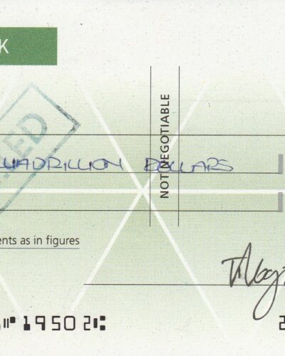 Zimbabwe 300 Quadrillion Cheque